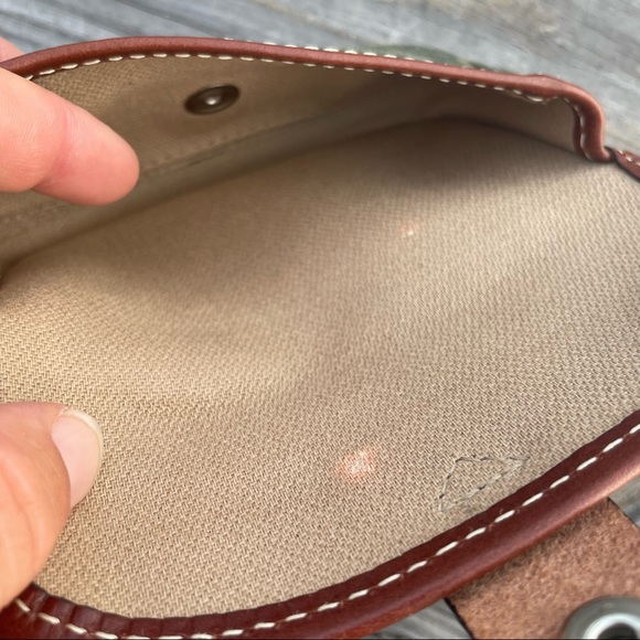 Dooney Bourke Monogram Signature Denim Leather Trim Flap Wristlet Clutch Wallet - Picture 4 of 5